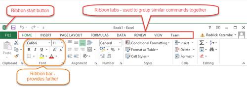 Microsoft Excel功能区